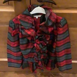 Boston Proper taffeta plaid blouse